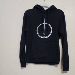 Port and Company Black Hoodie with White Emblem